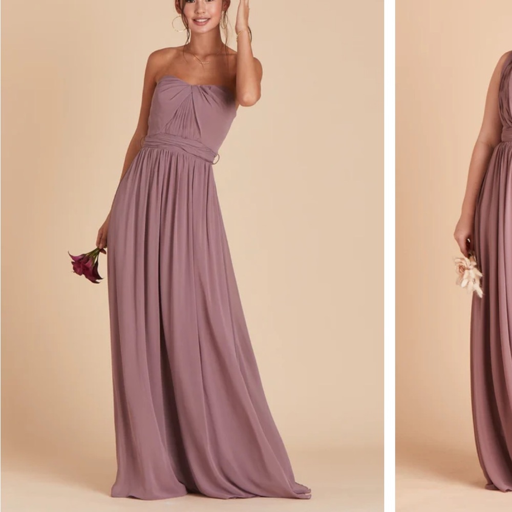 Birdy Grey Pink Ruched Strapless Gown